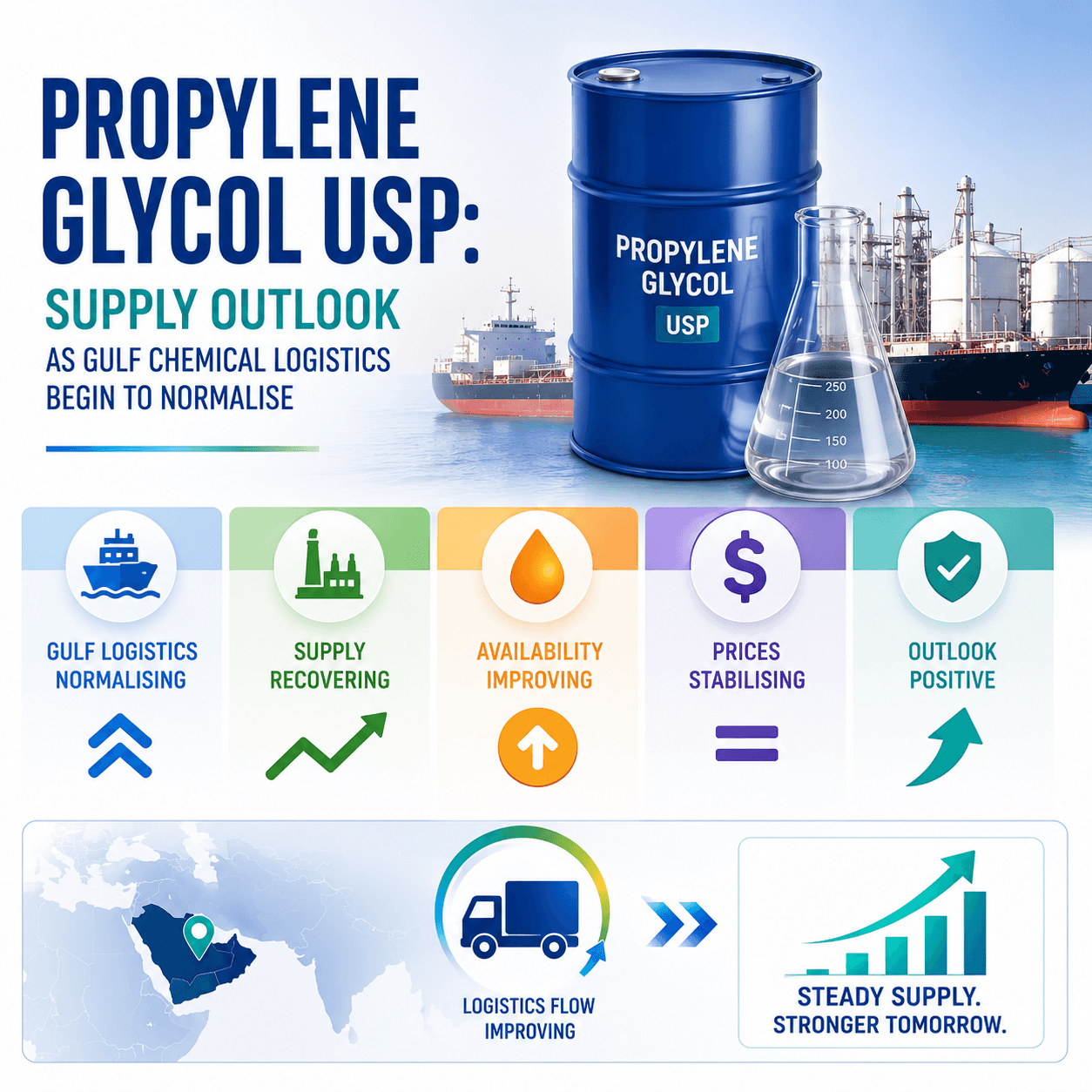 Propylene Glycol USP: Prospek Pasokan Saat Logistik Kimia Teluk Mulai Normalisasi