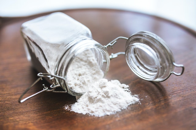 sodium bicarbonate powder in a jar